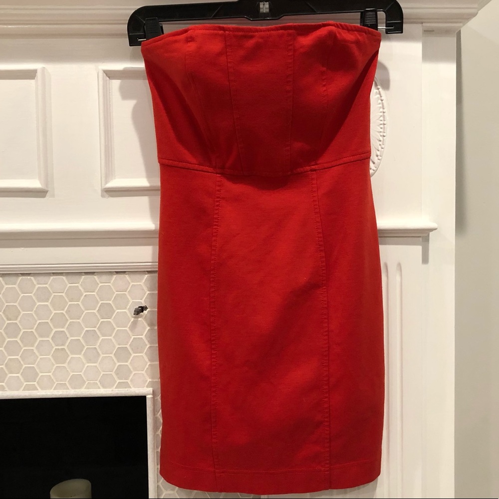Strapless red dress
